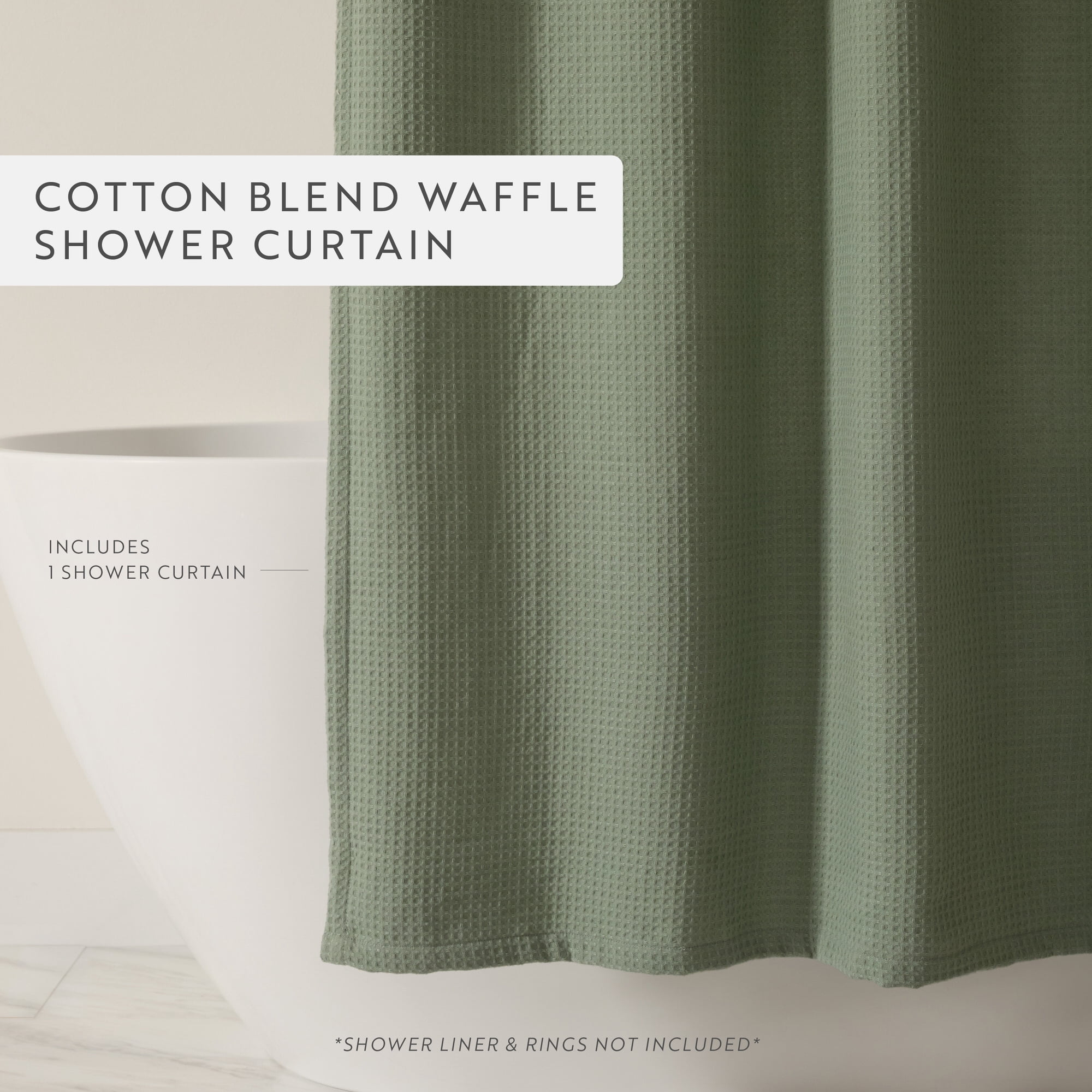 Cotton Blend Waffle Texture Shower Curtain