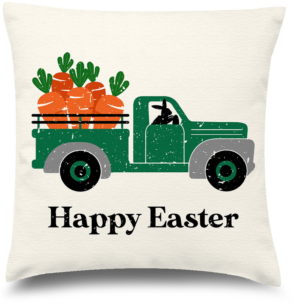 What for apparel Red Truck with Flag July 4th Throw Pillow Cover Farmhouse D\u00e9cor Vintage Home Decorations