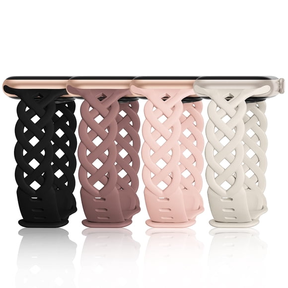 Correa para Apple Watch, iWABCertoo, delgada, silicona, paquete de 4 unidades para mujer