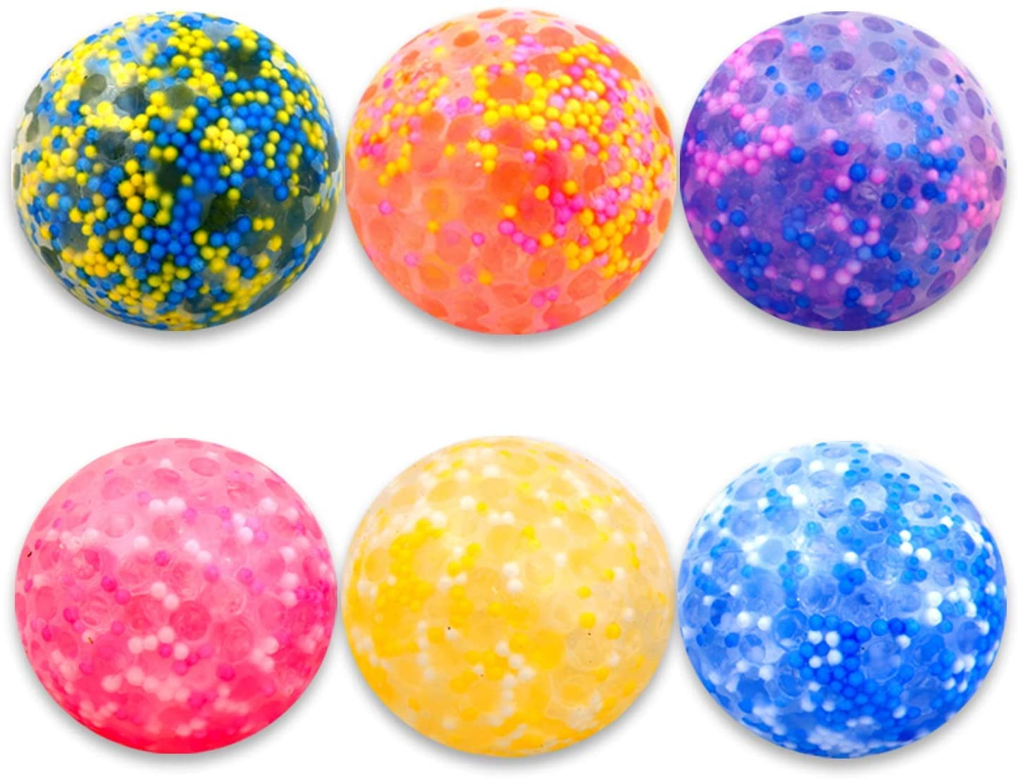 2 inch Squeeze Balls with Beads - 12 pcs Gel Stress Balls for Kids - Fidget Squishy Balls