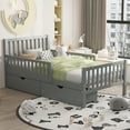 thumbnail image 2 of Bellemave Twin Bed with Storage Drawers and Fence Rails, Wood Platform Beds Frame with Headboard, Twin Size Storage Bed for Kids Boys Girls Teens（Gray), 2 of 9