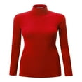 thumbnail image 1 of Women‘s Long Sleeve Rib Turtleneck Top Pullover Sweater L RED, 1 of 6