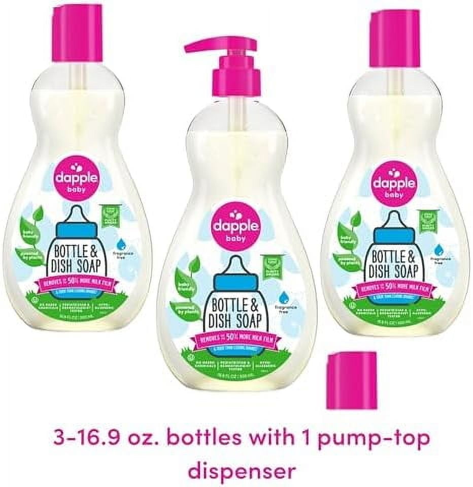 Dapple Baby, Bottle and Dish Soap Dish Liquid Plant Based Hypoallergenic 1 Pump Included Fluid s Packaging May Vary, Lavender 50.7 Ounce, (Pack of 3)