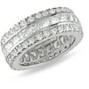 9 Carat T.G.W. Princess and Round-Cut Cubic Zirconia Full-Eternity Ring in Sterling Silver