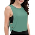 thumbnail image 5 of RRMuAzgs Girls Athletic Tank Tops Solid Color Sleeveless Shirts Summer Workout Tennis Yoga Running Tops, 5 of 9