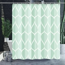 Light Green Geometric Shower Curtain, Waterproof Design and Polyester, Quick-Drying, Weighted Hem, Green Fabric Shower Curtains Set for Bathroom W 72 x H 72, Machine Washable with 12 Hooks