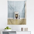 thumbnail image 1 of Fireplace Tapestry, Contemporary Cozy Apartment Heat Empty Room Ornamental Artwork, Fabric Wall Hanging Decor for Bedroom Living Room Dorm, 5 Sizes, Pale Blue Almond and White, by Ambesonne, 1 of 1