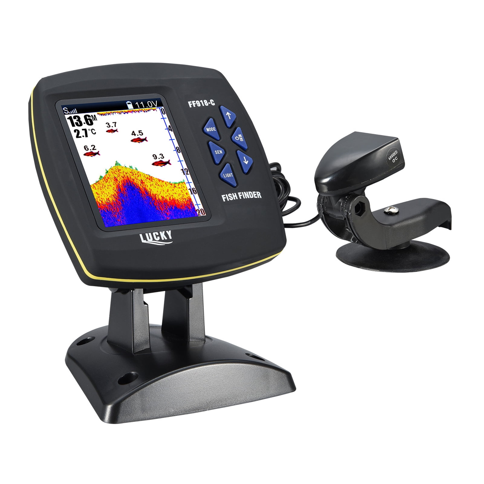 Lucky FF918-C Color LCD Screen Fish Finder 590ft Water Depth Boat Fish  Finder 
