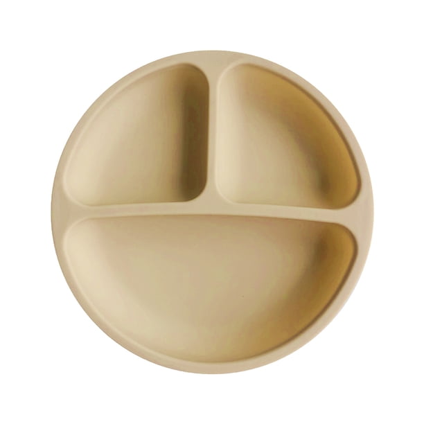 Plato de silicona para comedor, vajilla para cena infantil, cuencos para comer lavables para niños pequeños, vajilla reutilizable para el hogar, beige seitruly BA000329-02