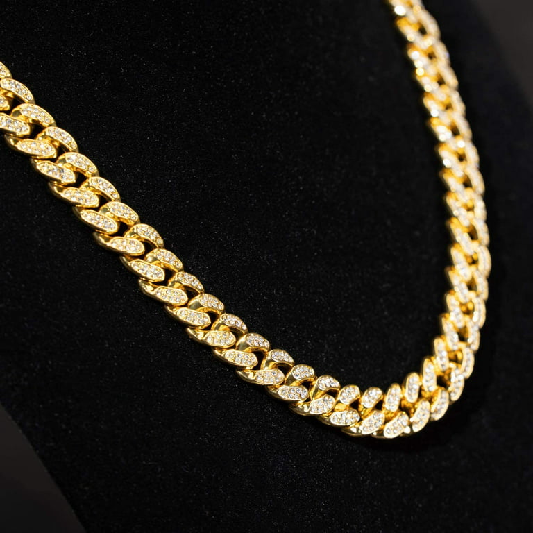 Gold Chain for Men Iced Out,14/20MM 18k Real Gold/Rose Gold