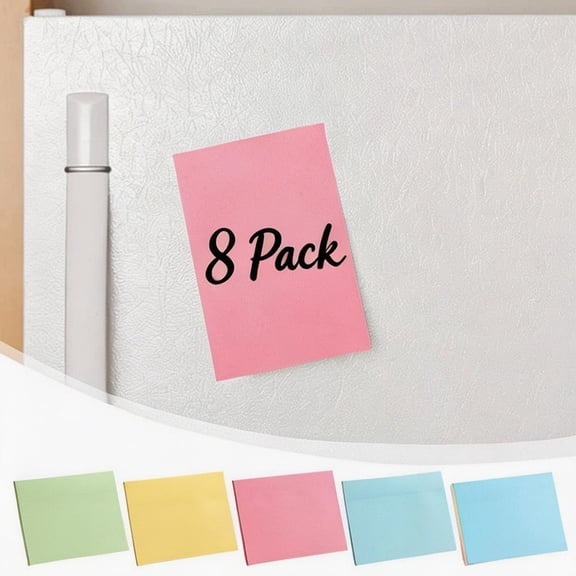 FEOLGEHLY Sticky Notes 4x3, 8 Pads (100 Sheets/Pad) - Semi Transparent Sticky Notes, Pastel Sticky Notes, Self-Stick Note Pads Notes for Office Home, Memo Notes, Journals & Planning (D)