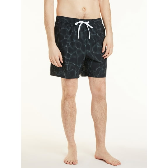 Reebok Men’s & Big Men's Printed Swim Trunks with Compression Liner, UPF 50 , 7” Inseam, Sizes S-2XL