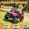 thumbnail image 3 of Sunnyfree 24 Volt Ride on Toys, 4WD 800W Power Car Wheel with Remote, 24V Ride ons with 2 Seater, Electric Car for Kids with Bluetooth, LED Lights, Seat Belt & Lockable Doors, 3-8, Pink, 3 of 13