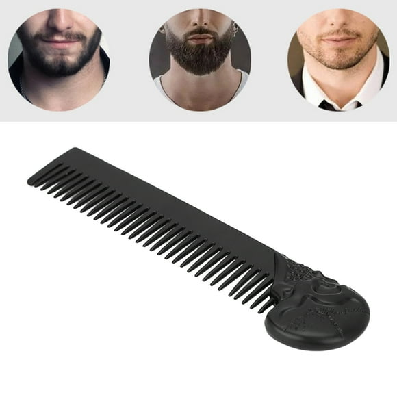 Men Beard Comb, Stainless Steel Ergonomic Rust Proof Fashionable Salon Mustache Comb Portable for Home Travel Gold,Black