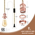 thumbnail image 2 of 15.4Ft Pendant Light Cord Kit, Plug in E26 Socket Hanging Light with Switch Industrial Vintage Twisted Rope, Rose Gold, 2 of 6