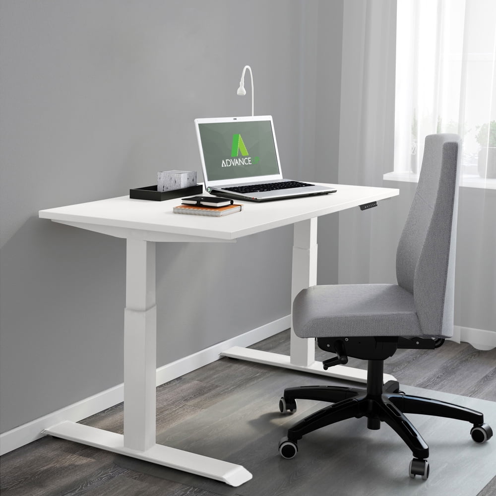 AdvanceUp Dual Motor Electric Stand Up Desk, White, Ergonomic Standing