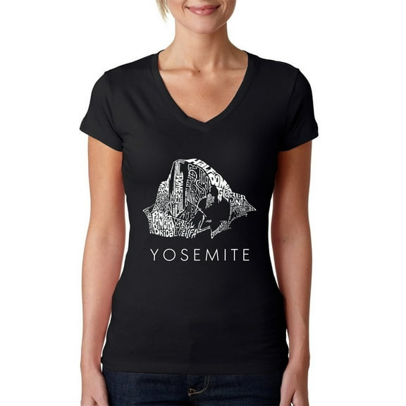 LA Pop Art Women's Word Art V-Neck T-Shirt - Yosemite