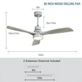 thumbnail image 5 of Sofucor 52" Dimmable Silver Ceiling Fan with Integrated LED Light and Remote Control, 5 of 8