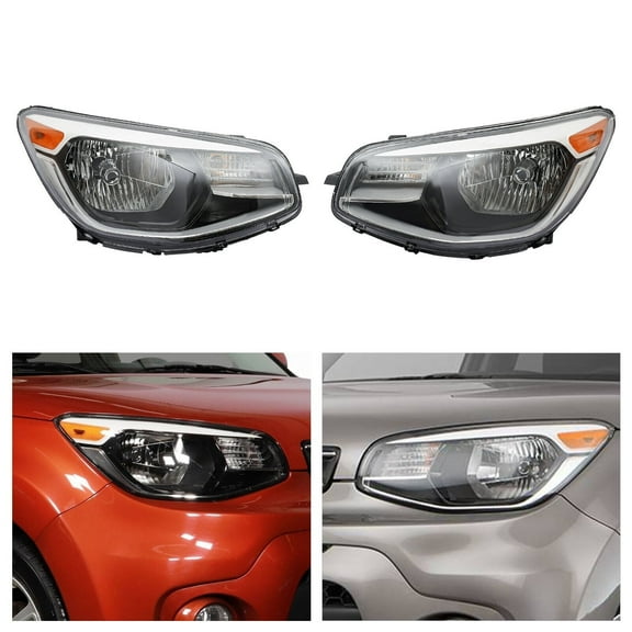 For 2014 - 2019 Kia Soul Front Halogen Headlight Set,PC PP ABS Material,Includes Turn Signal & Side Marker Lights,Direct Replacement,Safe Driving