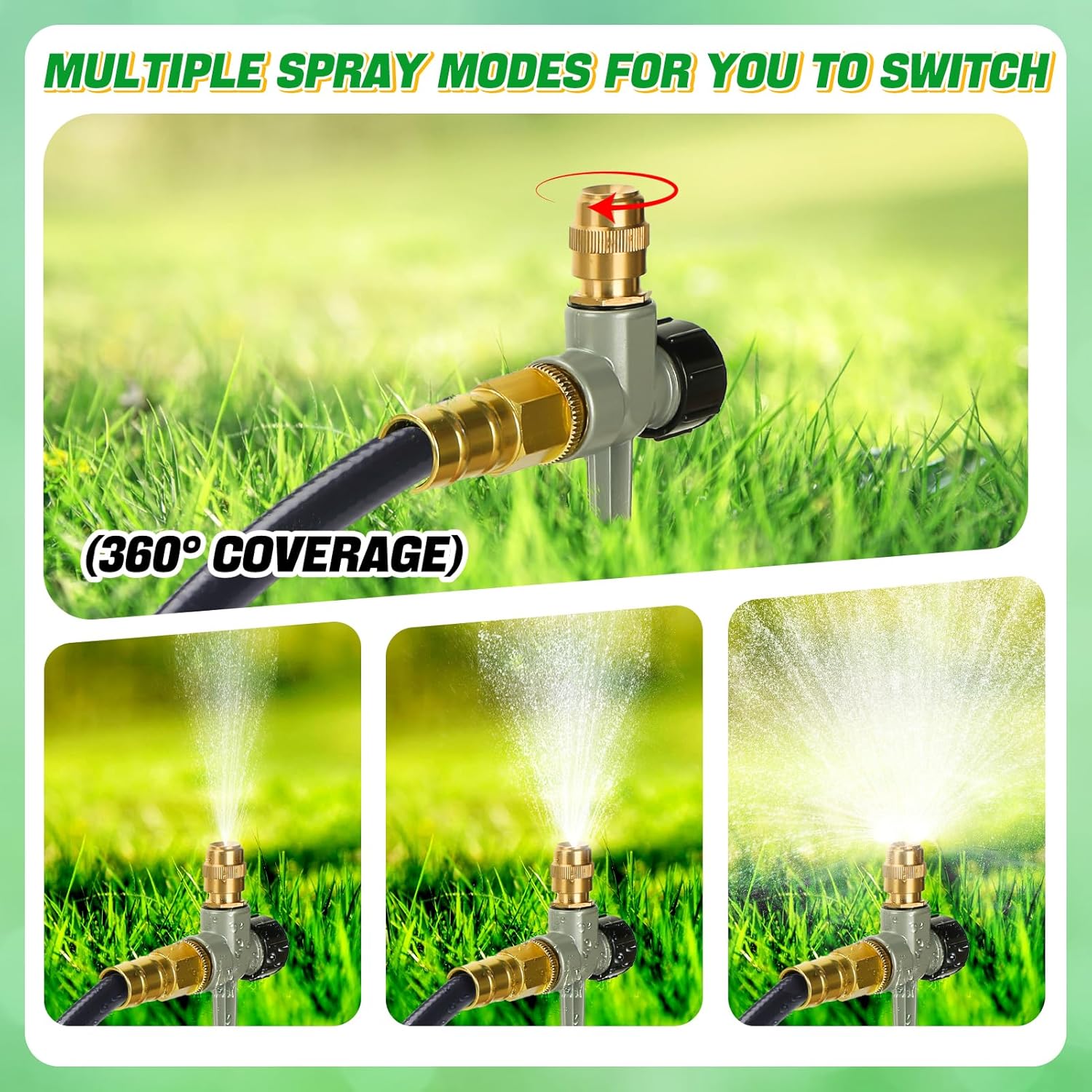 2 Pack Metal Lawn Sprinklers for Yard - 360° Coverage Water Sprinklers, Adjustable Brass Nozzle with Aluminum Alloy Spike Base Small Garden Irrigation