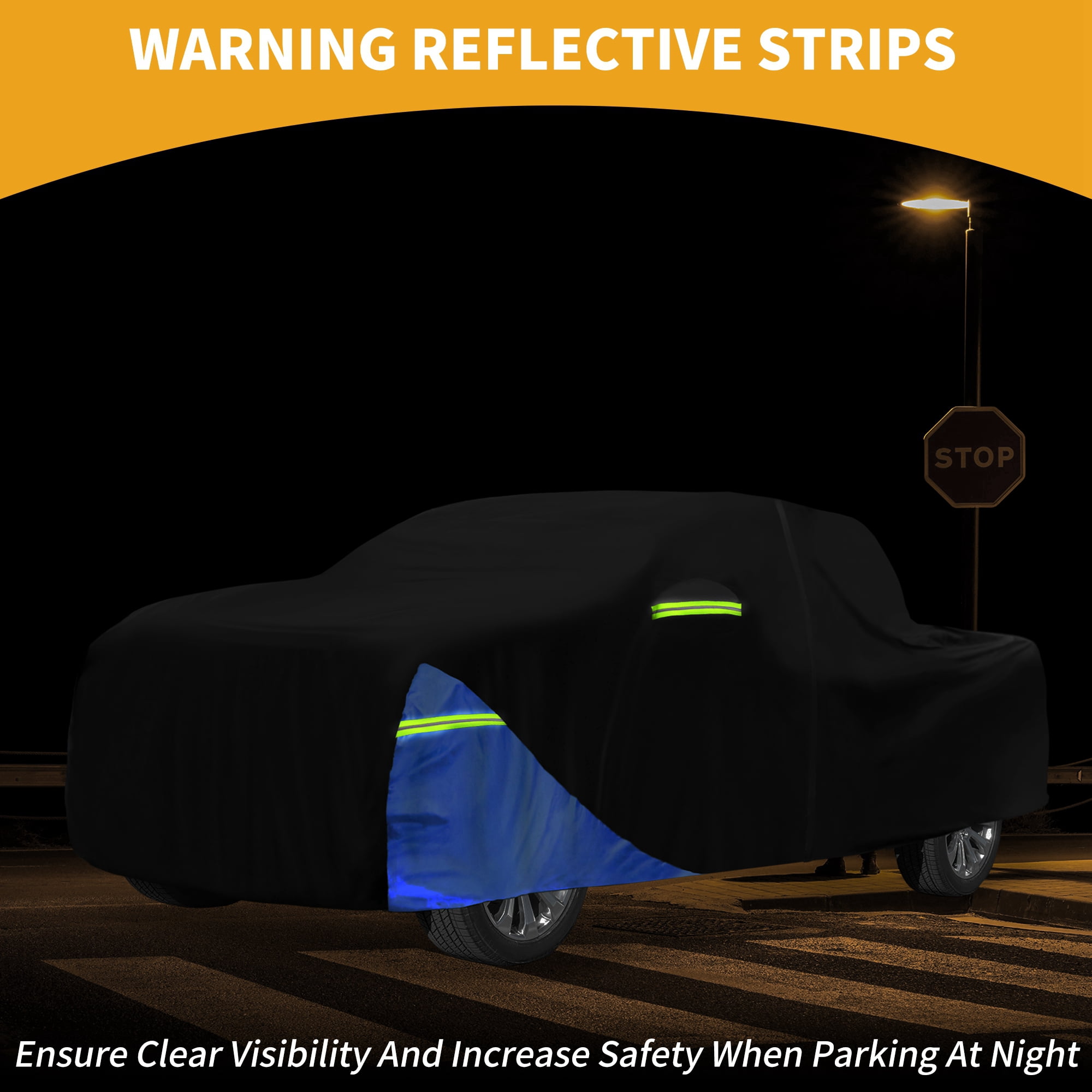 Unique Bargains Full Car Cover 210D Oxford Black Blue 236.22"x80.71"x66.93"