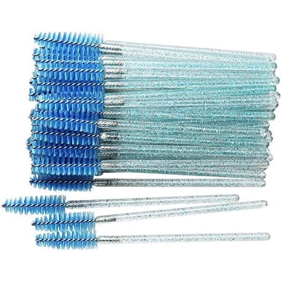 Make Up Brushes 1000pcs/lot Disposable Colorful Handle Crystal Makeup Brushes Eyelashes Wands Applicator Eyelash Extension - (Handle Color: Crystal Blue)