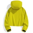 thumbnail image 6 of Fiaer,Women's Loose Fit Full Zip Cropped Softshell Jackets,Ladies Turtleneck Drawstring Waterproof Adjustable Hooded Tops,Womens Hiking Outdoor Activity Outerwear with Zipper Pockets Yellow S, 6 of 9