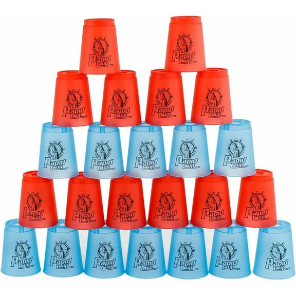 Triani 24Pcs Sport Stacking Cups Stacking Cups Game with Many Stack Speed 2Color Plastic Classic Stacking Cups Training Games Ways for Travel Party Challenge Competition