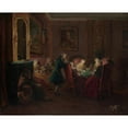 thumbnail image 2 of Pierre Louis Dumesnil the Younger 18x15 Gold Ornate Wood Frame and Double Matted Museum Art Print Titled - Card Players in a Drawing Room, 2 of 4