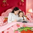 thumbnail image 5 of meiyoeat Strawberry Floral Monogram A 7-Piece Twin Bedding,3D Cartoon Cute Fruit Bedding Comforter Set For Girl,Pink Reversible, 5 of 7