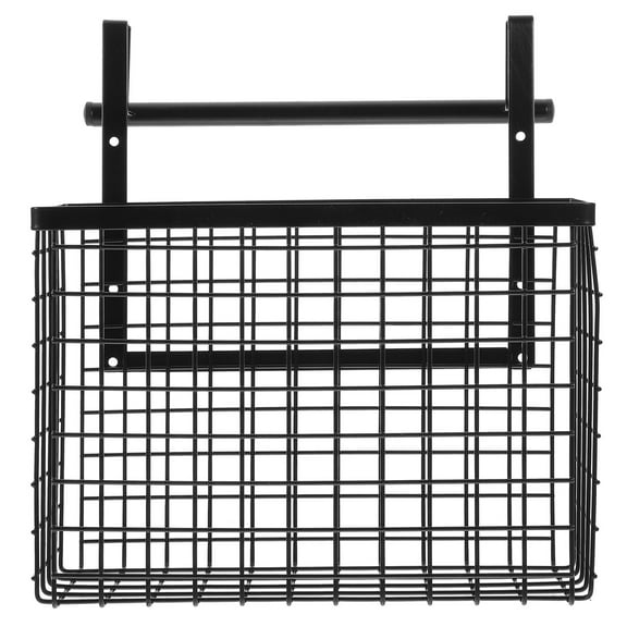 ROSENICE 1Set Over-the-Door Rectangular Hanging Basket in Black for Kitchen and Bathroom Use 11x4.72x14.93in