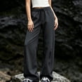 thumbnail image 2 of Tqcoqu Women's Drawstring Waist Straight Leg Cargo Pants,Loose Casual Athletic Trousers with Zipper Pockets, 2 of 5