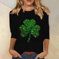 thumbnail image 2 of hotojiny St. Patrick's Day Shirt for Women Cute Print Plus Size Summer Tops Lightweight Crew Neck 3/4 Sleeve Work Party Tee Shirt, 2 of 4
