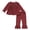 Red, variant on Happy Town Toddler Girl Fall Winter Outfits Smocked Puff Sleeve Top Ruffle Flare Pants Set Kids Casual Plaid 2-Piece Set
