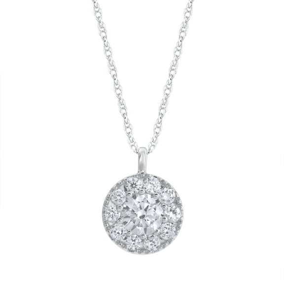 1/2 Carat Cluster Diamond Pendant Necklace in 10K White Gold (Included Silver Chain)