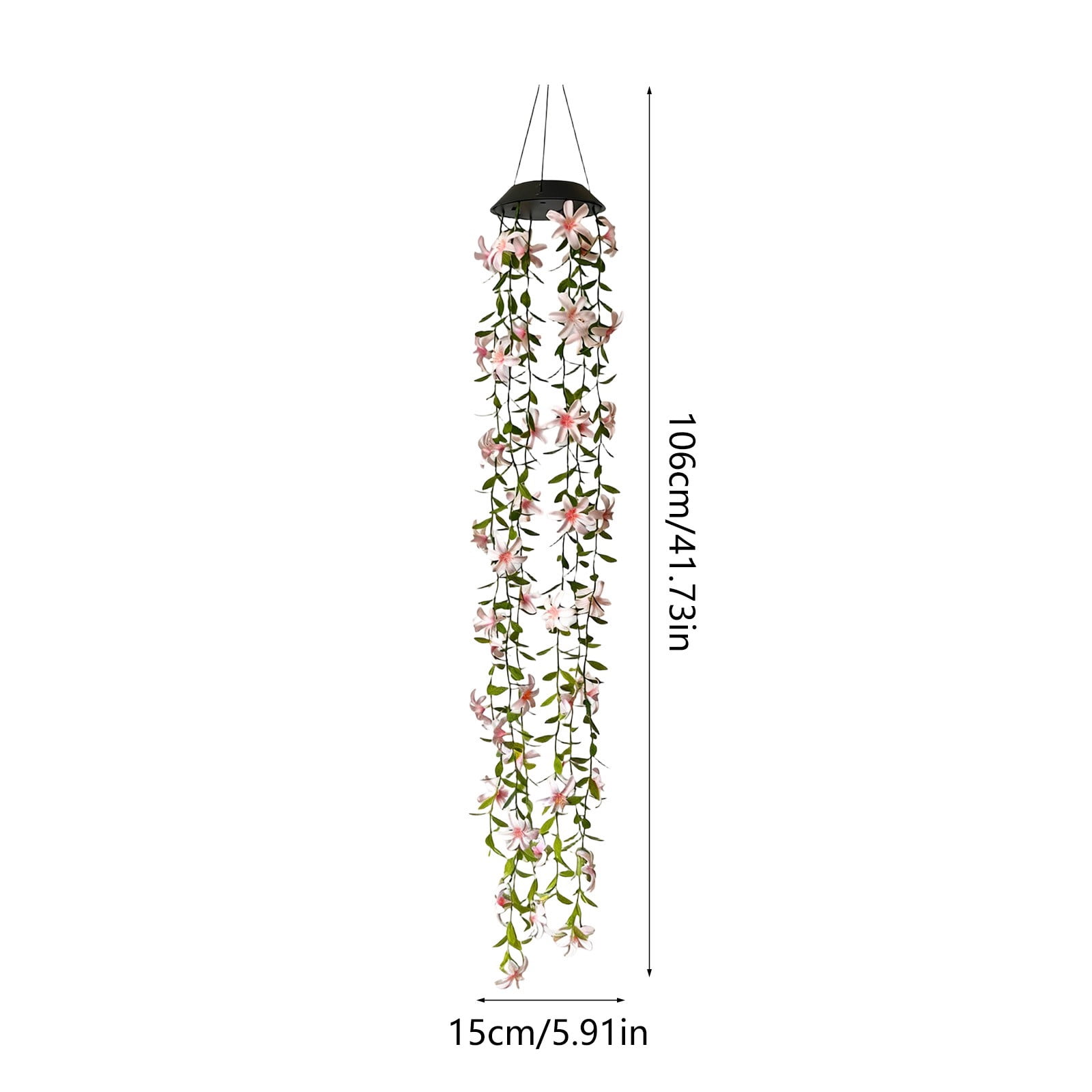 Solar Outdoor Hanging Wind Chime Light With Flower Accents Warm Led Glow And Weatherproof Construction For Garden Patio Balcony Yard Decorative Ambient Lighting