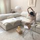 thumbnail image 4 of Modern Home Living Room Sofa Set Furniture White Linen Feather Cream Beige Fabric l Shaped Corner Modular Couches Sectional Sofa My Lux Decor Round, 4 of 6