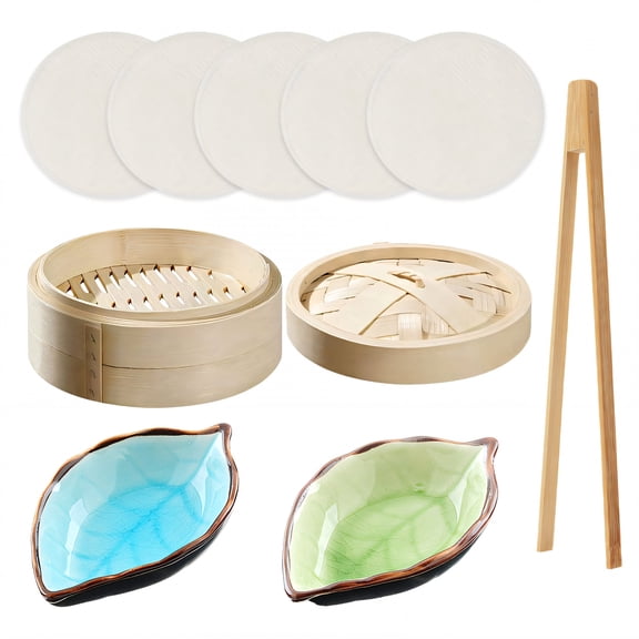 ACDANC 10Pcs Bamboo Steamer,Safe Moisture-Free Steaming Steamer Basket,Fragrant Bamboo Flavor Layer Food Steamer,10.2in