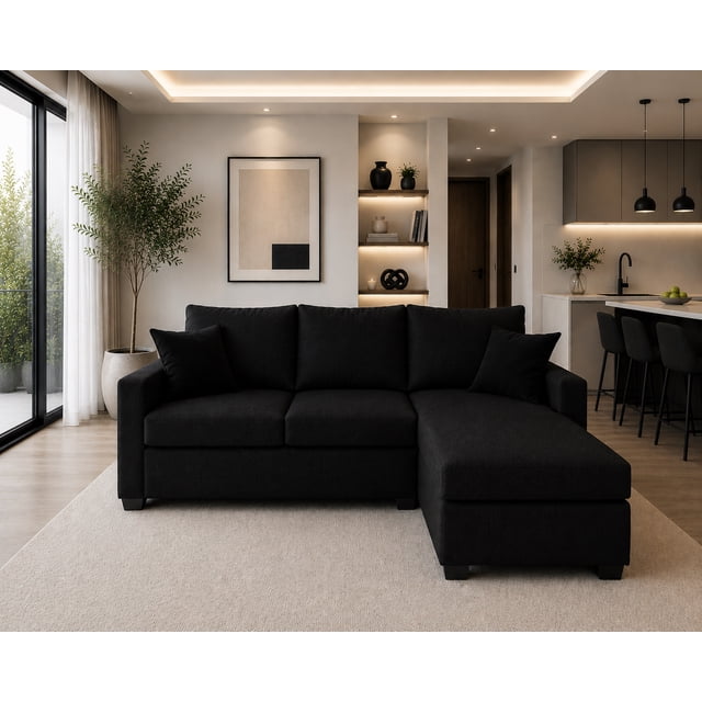 Sala Esquinera El Bazar Store Denver Lino Negro 200x140 cm Sofá derecho e Izquierdo