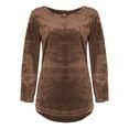 thumbnail image 2 of Haut en Peluche à Col Rond Manches Longues Mode Mince Chandail pour Femmes, 2 of 5