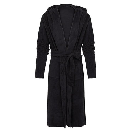 

Underwear for Women Clearance Under $3.00 Men Robe with Hood Warm Long Bathrobe Full Length Plush Soft Sleepwear Housecoat Mens Hooded Fleece Robes
