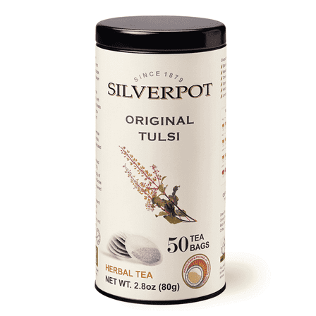 Silverpot Original Tulsi - 50 Round Tea Bags | Holy Basil, 100% Natural | Caffeine Free, Antioxidant Rich