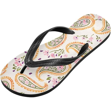 

Floral Paisley Flip Flop Casual Non-slip Thong Sandals for Women Men Beach Summer Slippers M (36-37) Summer Slippers