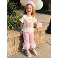 thumbnail image 6 of BemeyourBBs Toddler Baby Girl Back to School Outfits Kids Kindergarten Outfits Baby Girls Spring Summer Fall Clothes Short Sleeve Lace Trim Stationery Print T Shirt Tops Plaid Flared Pants Sets, 6 of 9