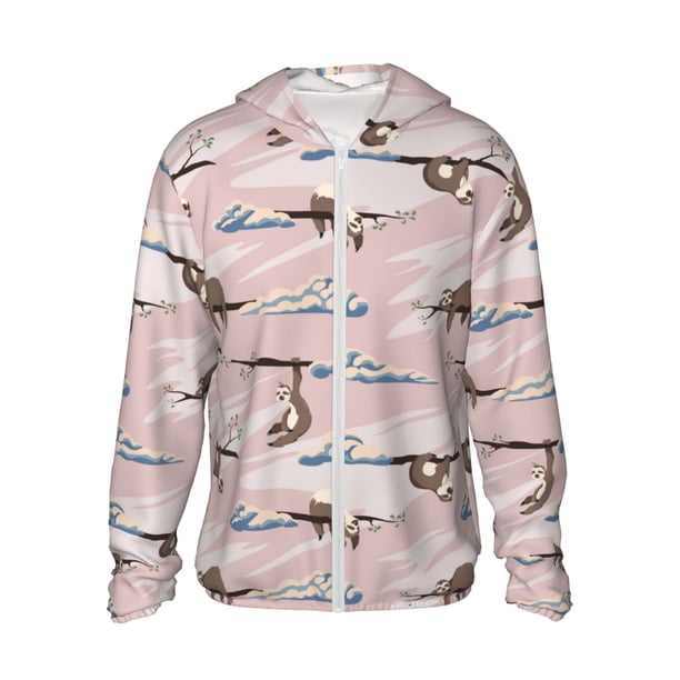 Balery Cloud Sloth Sudadera ligera de manga larga con capucha y protección solar UPF 50+ para hombre y mujer, ideal para pesca y running-3X-Large