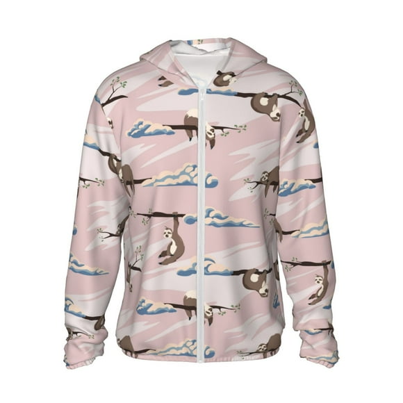 Vsdgher Sweat à Capuche Imprimé Nuage Paresseux pour Hommes Femmes, Manches Longues Protection Solaire Pêche pour Course Natation-Moyen