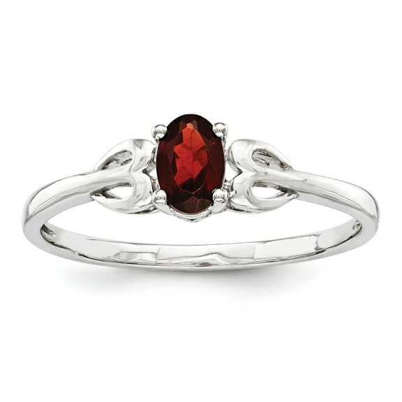 925 Sterling Silver Polished Garnet Ring Size 10 2mm Wide Band Style-Ring for Women - .59 cwt