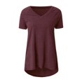 thumbnail image 5 of T-Shirt à Col en V à Manches Courtes pour Femme, Printemps Été, 5 of 5