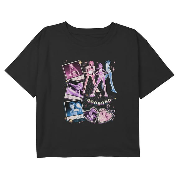Girls KPop Demon Hunters Huntrix Collage Stars Cropped T-Shirt