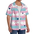 thumbnail image 4 of Naloa Flamingo1 Men's Loose Fit Cuban Collar Short-Sleeve Shirt with Button-down and Chest Pocket for Everyday Wear Outings - XX-Large, 4 of 7